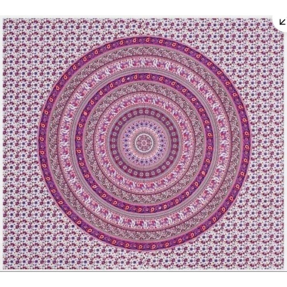 Pottery Barn Boho Floral Mandala Elephant Tapestry Curtain Valance 80”x90”